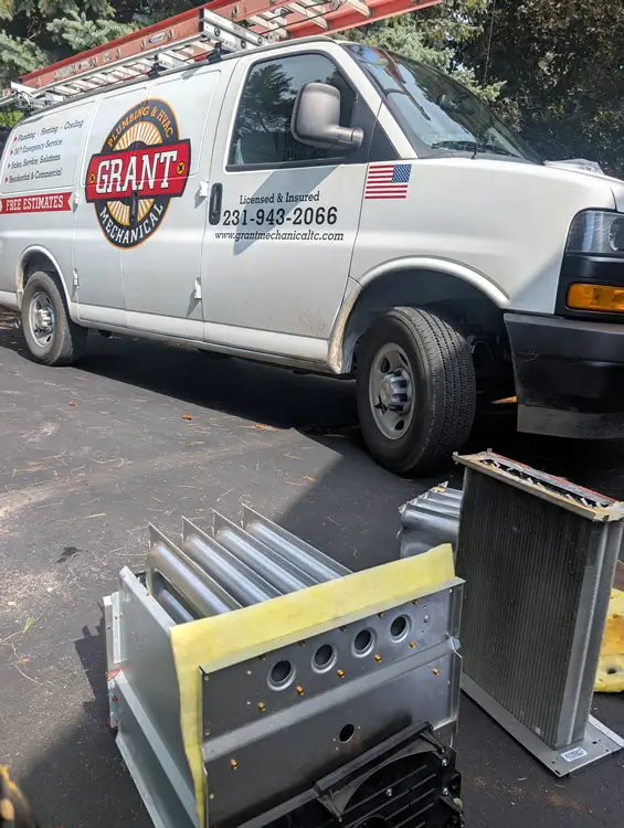 Grant Mechanical Van next to new Heat Exchanger