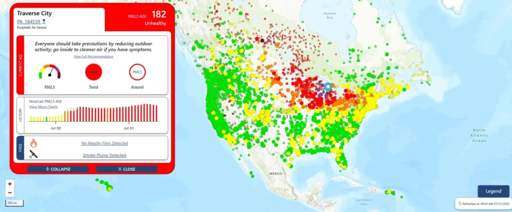 Smoke Map North America 7-31-2025