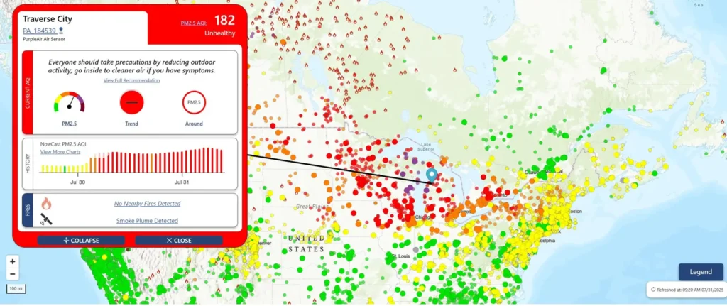 Smoke Map United States 7-31-2025