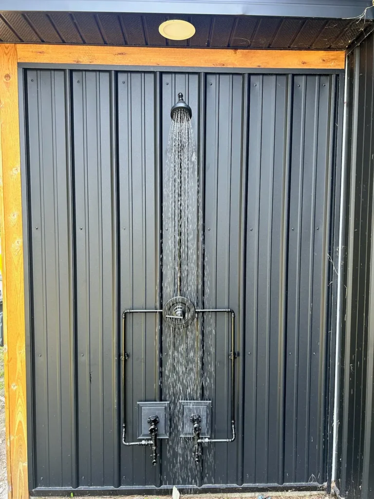 Outdoor Shower Lake Michigan with shower fixtures installed and working!