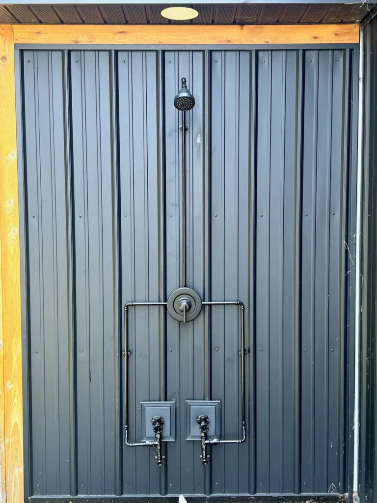 Outdoor Shower Lake Michigan with shower fixtures installed