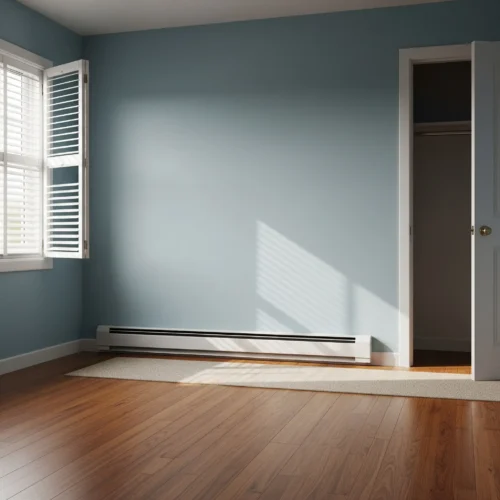 Baseboard heating in an empty bedroom